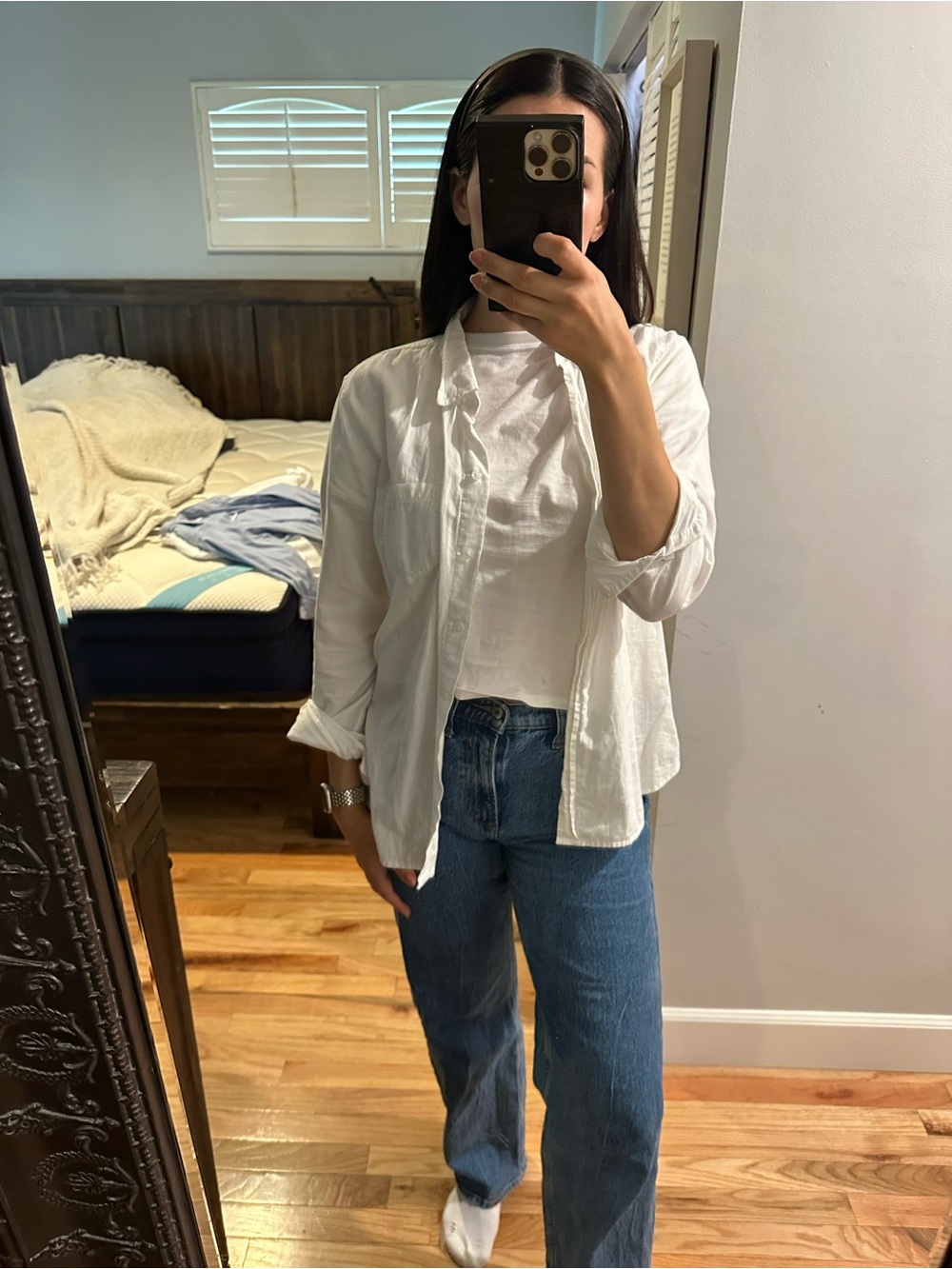 GAP White Lightweight Button-Down Shirt